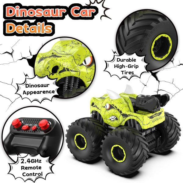 Remote Control Car, 2.4GHz Monster Trucks for Boys Girls with Light, Sound & Spray, Stunt Car Toys Gift for Kids 3 4 5 6 7 8, 4WD All Terrain RC Cars for Toddlers with 2 Batteries - Image 6