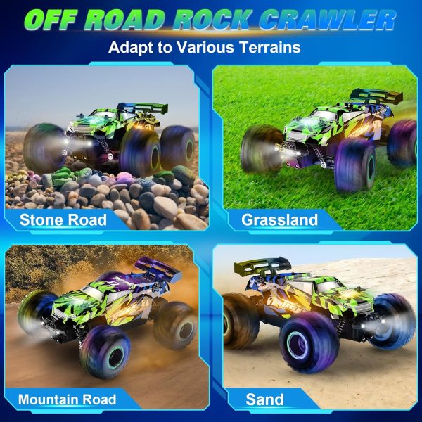 Remote Control Car, RC Cars Kids Toys for Boys 5-7, 2.4Ghz RC Truck Toys for Girls, Off Road Monster Truck Toys with Headlights & Car Body Lights, 20 KM/H RC Crawler Toy Cars Gifts for Kids - Image 4