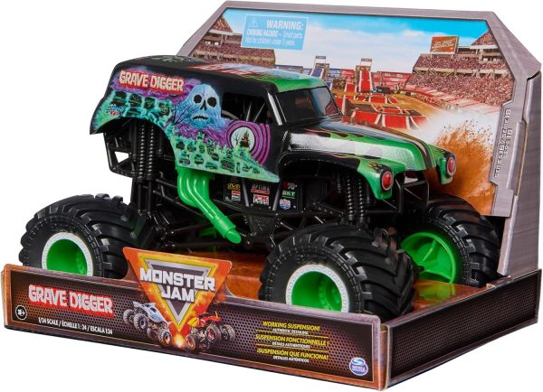 Monster Jam, Official Grave Digger Monster Truck, Collector Die-Cast Vehicle, 1:24 Scale, Kids Toys for Boys Ages 3 and up - Image 8