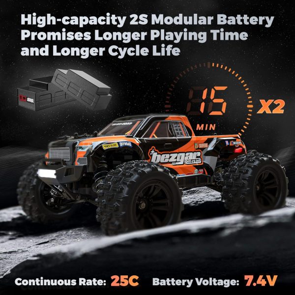 1:16 Scale 4X4 RC Trucks by BEZGAR - All Terrain, Waterproof, High Speed Electric Remote Control Cars with Upgrade Chassis and Two Batteries - Image 5