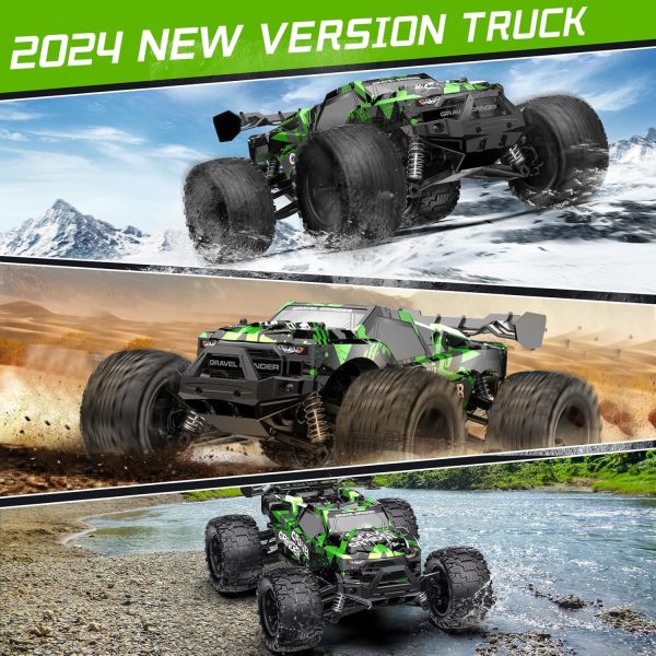 1:14 Brushless Remote Control Cars, Max 60KM/H Off-Road All Terrain Electric RC Truck, 4WD RC Monster Truck with 2.4 GHz Remote Control and 2 Lipo Batteries for Kids Adults Boys Gifts - Image 3