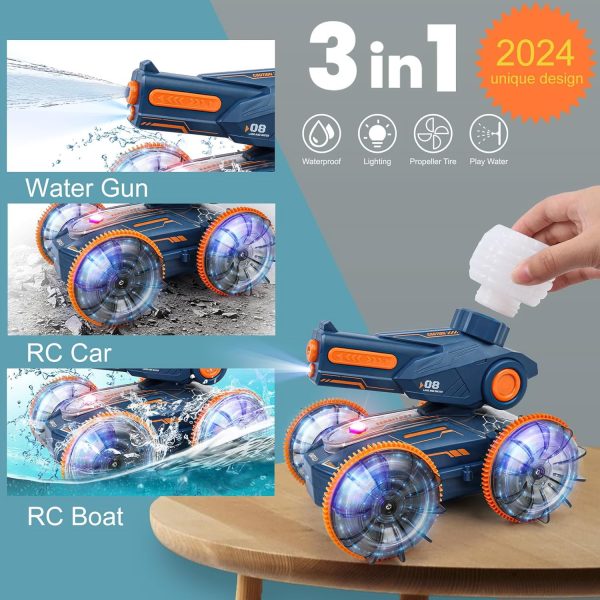 Amphibious Remote Control Car, Water and Land Stunt Car Toy with RC, Gesture Sensing, Lights, 4WD, 360° Rotation - for Kids 6+, Beach and Pool Fun for Boys and Girls - Image 3