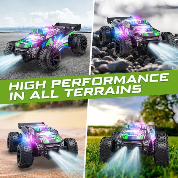 Remote Control Car - 20km/h 2.4GHz High Speed RC Cars, Off Road Hobby RC Racing Car with 2 Rechargeable Batteries & LedLights, Toy Car Gift for 3 4 5 6 7 8 Year Old Boys Girls Kids - Image 6