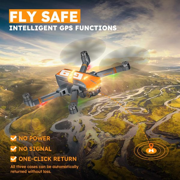 GPS Drones with 4K Camera for Adults with Brushless Motor and Follow Me Mode,Long Flight Time and Distance,5G FPV Transmission and Auto Return,G9 Foldable RC Quadcopter for Beginner and Kids,Under249g (Dark gray) - Image 5