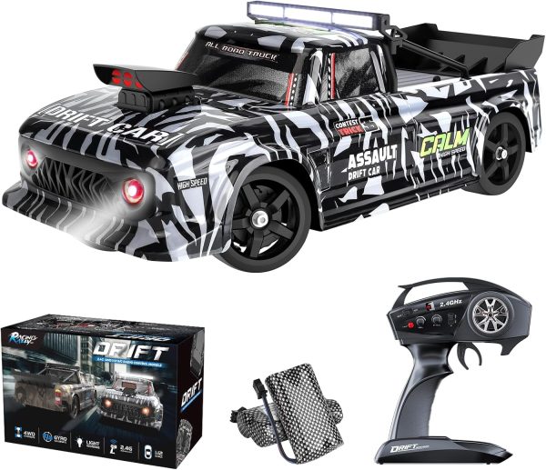 1/12 Remote Control Car Drift RC with Gyro for Adults, 2.4G 4WD High Speed Drifting RC Car 35KM/H Proportional Throttle RC Cars with 2 Batteries Birthday Gifts for Kids Adults - Image 2