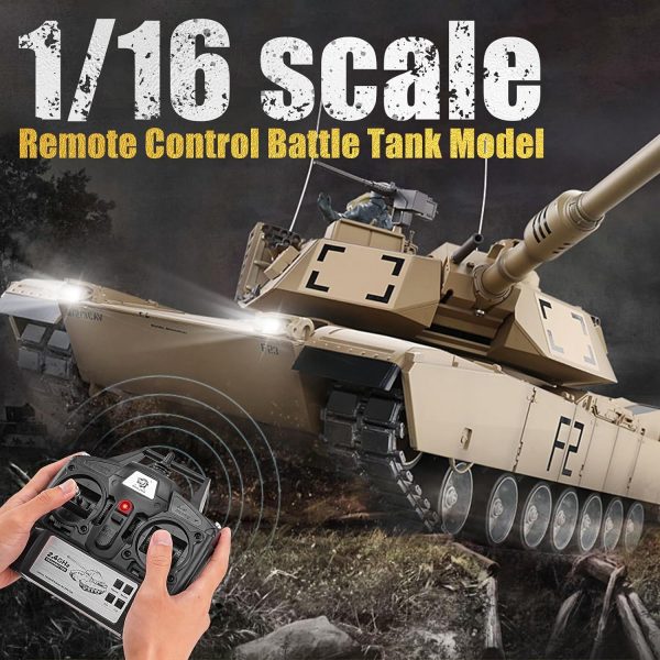 RC Tanks US M1A2 Abrams Army Tank, HengLong 1: 16 2.4ghz M1A2 Abrams Main Battle Tank Model, Remote Control Tank Vehicles with Sound & Light for Ages 14+ - Image 4