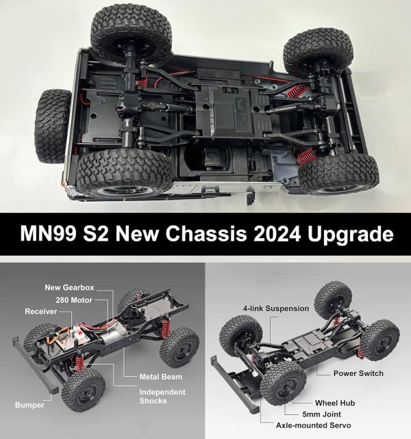 RC Rock Crawler RC Truck 4x4 Land Rover 1/12 Scale RC Crawler Remote Control Truck Off Road All Terrain Proportional Throttle Steering RTR 2024 Upgrade New Chassis 280 Motor Adult MN99-S2 - Image 6