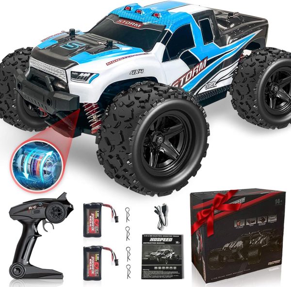 Remote Control Truck for Boys 45KM/H 1:18 Scale RC Truck 4WD All Terrain Off Road Fast RC Car with 2 Rechargeable1200mAh Batteries for 60 Min Run Time, 2.4Ghz Remote Control Car Gift for Adults Girls - Image 2