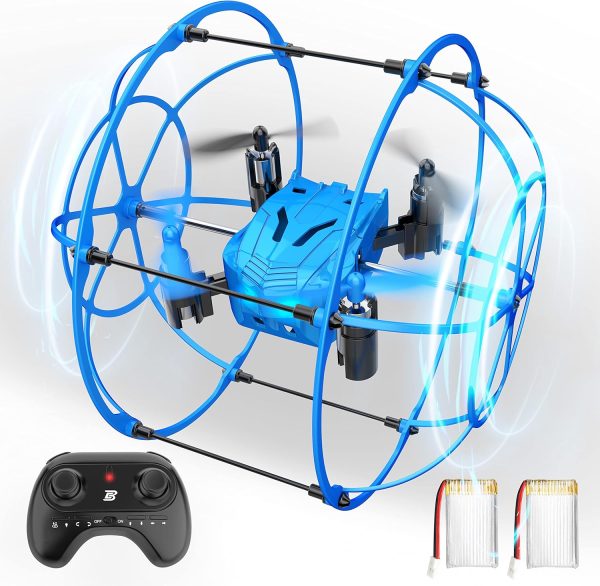 BEZGAR HQ053 Remote Control Drone for Kids - RC Mini Spherical Rolling Quadcopter Beginner 360 Degree Flip, Christmas Birthday Gift Indoor Outdoor Toys for Boys Age 4 5 6 7 8-12, Blue - Image 2