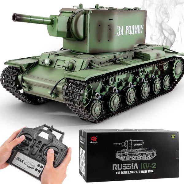 RC Tanks Heng Long Russia KV-2 Heavy Tank, 1/16 2.4ghz Russian Tank Model That Shoots, Remote Control Tank Vehicles with Sound & Light for Ages 14+ - Image 2