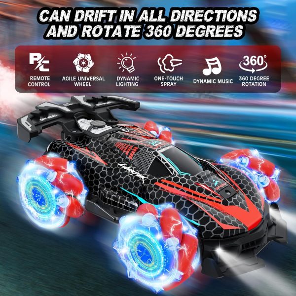 RC Stunt Car, Gesture Sensing RC Cars for Boys Girls, 2.4GHz 4WD Remote Control Car with 360° Rotating, Lights, Music, Spray, Toy Cars for Kids Age 6 7 8 9 10 11 12 Year Old Birthday Gifts - Image 3