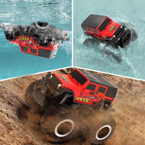 STEMTRON Amphibious Remote Control Car Toys for Boys 2.4 GHz 1:16 All Terrain Off-Road RC Car Waterproof RC Monster Truck Kids Pool Toys Remote Control Boat Gifts for Kids - Image 7