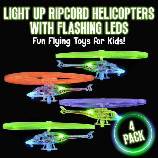 Light Up Ripcord Helicopters, 2 Pack – Fun Flying Toys for Kids with Flashing LED Lights, Perfect for Indoor and Outdoor Play, Great Gift Idea for Boys and Girls! - Image 5