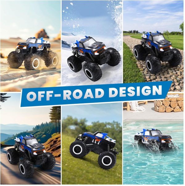 PIKARO Remote Control Car 1:16 All Terrain Off-Road RC Car 2.4Ghz 4WD Waterproof Remote Control Monster Truck 360° Rotating Amphibious RC Truck Kids Pool Toys Gifts for Boys Girls Ages 4-8-12 - Image 3