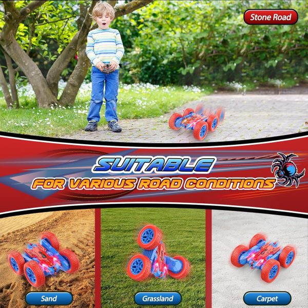 RC Cars Toys for Boys Ages 3-8 Kids Remote Control Stunt Car Toy Gifts for 4 5 6 7 8 9 10 Year Old Boy Girl Easter Birthday Gifts 360° Flip 4WD Car for Boys Age 4-6 5-7 Toddler Gift - Image 5