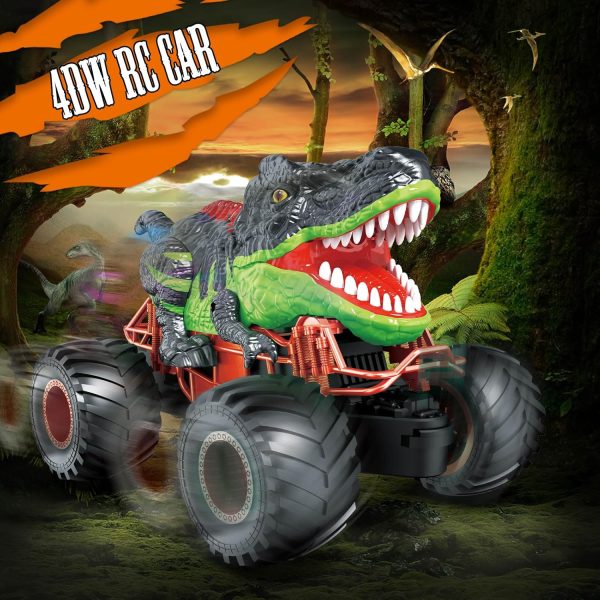 RC Dinosaur Car Toys for Kids 2.4GHz Remote Control Truck with Light, Sound & Spray Electric Monster Trucks Gifts for Boys Girls 3,4,5,6,Years Old - Image 3