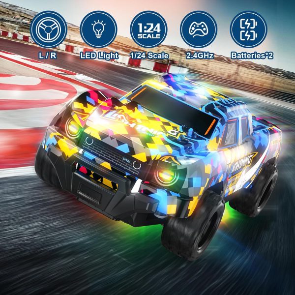 Remote Control Car for Boys 4-7, RC Pickup 1/24 Scale Light-up Mini RC Car for Kids Boys Toys Age 4-6, 6-8, 3-5, 5-7, Birthday Gifts for 3 4 5 6 7 8 Years Old Boys - Image 4