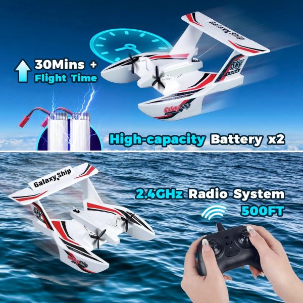 RC Airplane, 3CH RC Plane Ready to Fly, 2.4GHz Remote Control Airplane with 6-axis Gyro RTF Amphibious Tri-Phibian Aircraft for Beginners Boys Kids Adults - Image 4