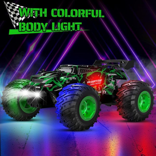 Remote Control Car, Rc Cars, Multi-Terrain RC Truck, 2.4GHz 2WD 20KM/H Two Speed Remote Control Monster Truck with Headlight and Bodylight Rechargeable Truck Toys for Kid - Image 10