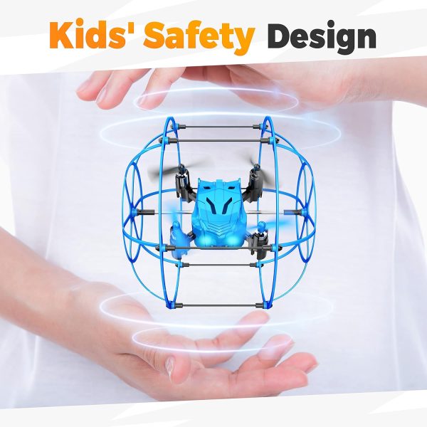 BEZGAR HQ053 Remote Control Drone for Kids - RC Mini Spherical Rolling Quadcopter Beginner 360 Degree Flip, Christmas Birthday Gift Indoor Outdoor Toys for Boys Age 4 5 6 7 8-12, Blue - Image 6