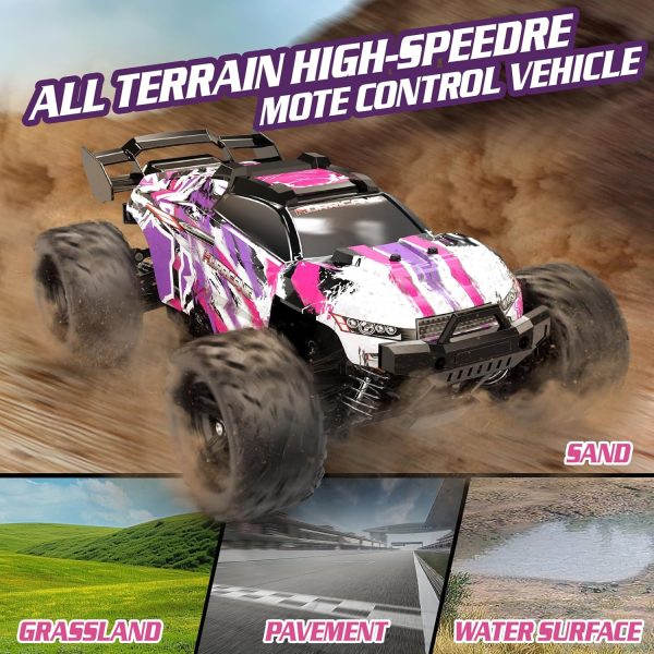 Pink Remote Control Car for Girls, 1:18 Fast rc Cars for Girls with 40+ KM/H 4WD Off-Road rc Truck, Includes 2 Rechargeable Batteries, 8 9 10 11 12 13 Year Old Girl Gifts - Image 6