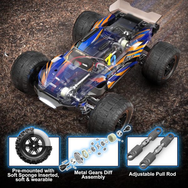 HYPER GO H16DR 1:16 Scale Ready to Run Fast Remote Control Car, High Speed Jump RC Monster Truck, Off Road RC Cars, 4WD All Terrain RTR RC Truck with 2 LiPo Batteries for Boys and Adults - Image 3