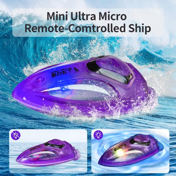 Velasko 2.4Ghz Mini RC Boat 360 Degree Rotation Colorful Lighting Toys Remote Control Boats Waterproof Rechargeable Batteryremote Remote Control Boat for Kids 8-12(White) - Image 3