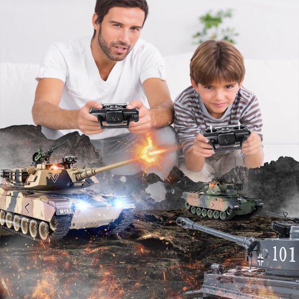 1:18 RC Tank, 2.4Ghz US M1A2 Remote Control Tank Model Toys, 15 Channel Battle Army Tank with Smoke Effects, Light and Sound, RC Military Truck for Adults and Kids That Shoots BBS, Water Bombs - Image 7