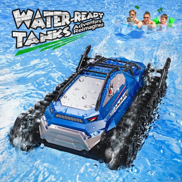 Ruko 1604 Amphibious Remote Control Tank, Shark Monster Waterproof Truck, 360° Rotating Car, Full Throttle, Water-Land All Terrain Vehicle Toys for Boys and Girls, Blue - Image 3