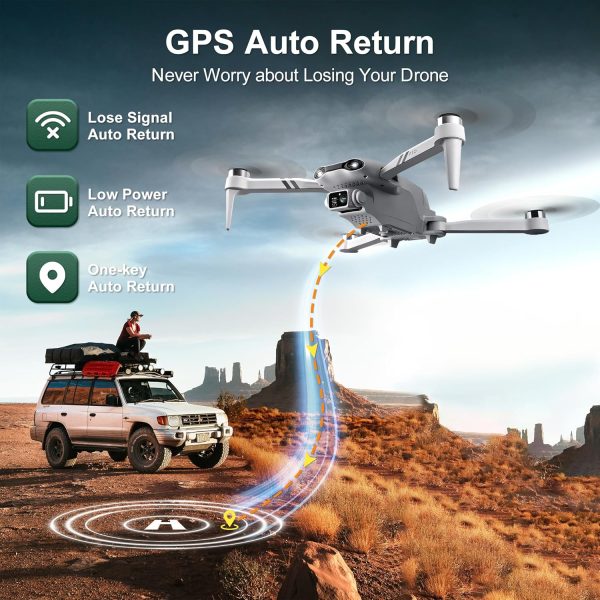 Drones with 2K HD Camera for Adults, GPS RC Drone Brushless Motor, 5G Wi-Fi Transmission, Smart FPV Foldable Quadcopter for Beginners, Auto Return, Follow Me, Waypoints, 25 Mins Flight Time - Image 3