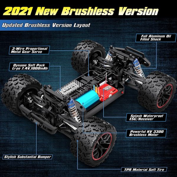 HAIBOXING 1/18 Scale Brushless Fast RC Cars 18859A, 4WD Off-Road Remote Control Trucks 48 KM/H Speed for Adults and Kids Boys, All Terrain Truck Toys Gifts with Extra Shell and Battery 40+ min Play - Image 7