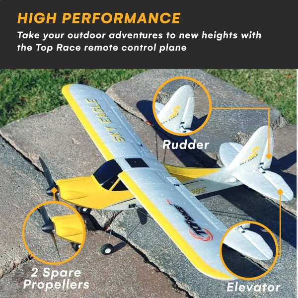 Top Race RC Plane - 4-Channel Remote Control Airplane for Adults and Advanced Kids - 20-Inch Wing Span, Stunt Flying with 6-Axis Gyro Stabilizer - Ready to Fly with Spare Propellers, Easy to Control - Image 3