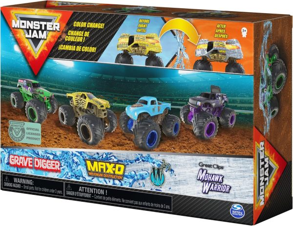 Monster Jam, Official Reveal The Steel 4-Pack of Color-Changing Die-Cast Monster Trucks, 1:64 Scale - Image 6