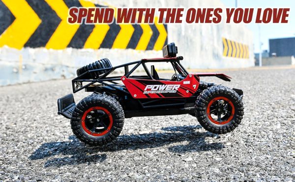 BEZGAR TB141 RC Cars -1:14 Rc Cars for Boys Age 4-7 with Two Rechargeable Batteries, Fast Rc Monster Truck for Kids & Adults, All Terrains Remote Control Car for Boys 8-12 with LED Headlight (Red) - Image 5