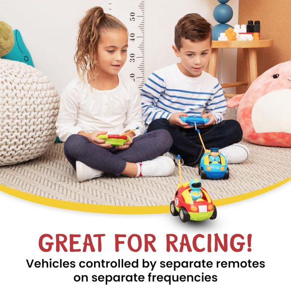 PREXTEX Cartoon Remote Control Car - 2-Pack Police Car and Race Car Toddler Toys - RC Cars for Kids with Different Frequencies - Easy Remote Control Toy and Thoughtful Gifts for Boys and Girls - Image 5