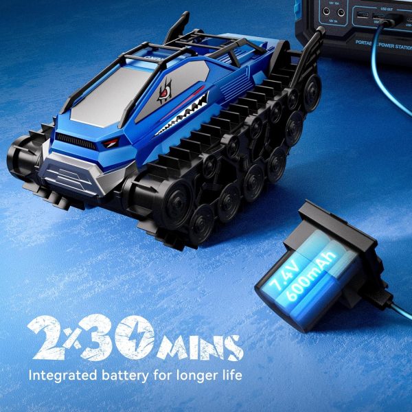 Ruko 1604 Amphibious Remote Control Tank, Shark Monster Waterproof Truck, 360° Rotating Car, Full Throttle, Water-Land All Terrain Vehicle Toys for Boys and Girls, Blue - Image 9