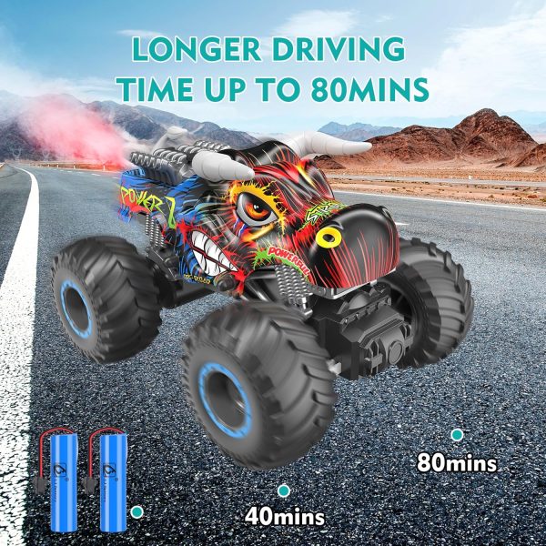 Remote Control Monster Truck, 2.4GHz All Terrain Remote Control Monster Cars, 1:16 Monster Truck RC Trucks, Remote Monster Car with Spray Music and Light for Boys 4-7 8-12 Kids - Image 8