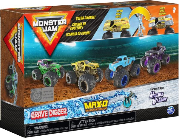 Monster Jam, Official Reveal The Steel 4-Pack of Color-Changing Die-Cast Monster Trucks, 1:64 Scale - Image 7