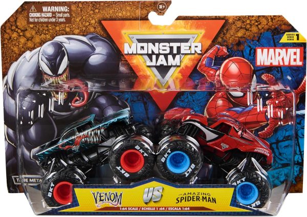 Monster Jam, Marvel Official Venom Vs. The Amazing Spider-Man Die-Cast Monster Trucks, 1:64 Scale, Kids Toys for Boys and Girls Ages 3 and up - Image 2