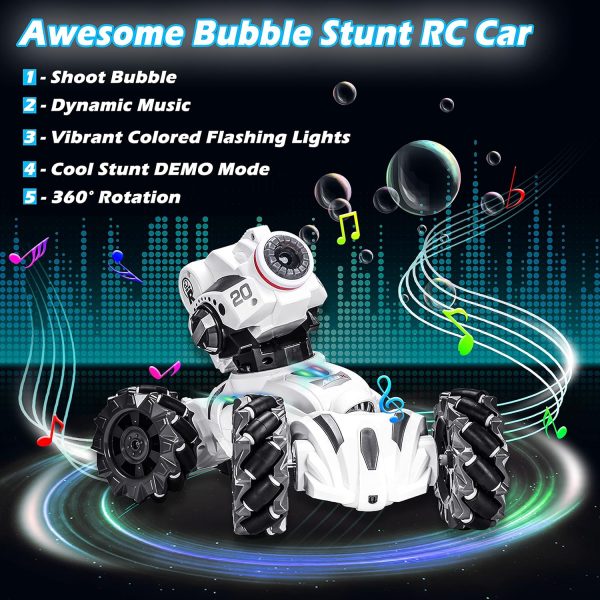 4 Head RC Tank Cars That Shoots Nerf Bullets, Bubble, Spray, Nerf Tank Remote Control Car for Boys 6 7 8 9 10 11 12 Year Old, RC Stunt Car Chase Light Control, LED Light, Music, Kids Toy Gift - Image 7