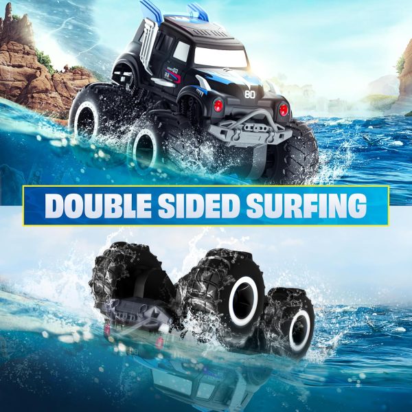 BEZAR Remote Control Monster Truck - Amphibious Remote Control Car for Kids, All Terrain 4WD Off-Road RC Trucks with 2 Rechargeable Batteries, Christmas Birthday Gifts Toys for Boys & Girls Age 4-12 - Image 4