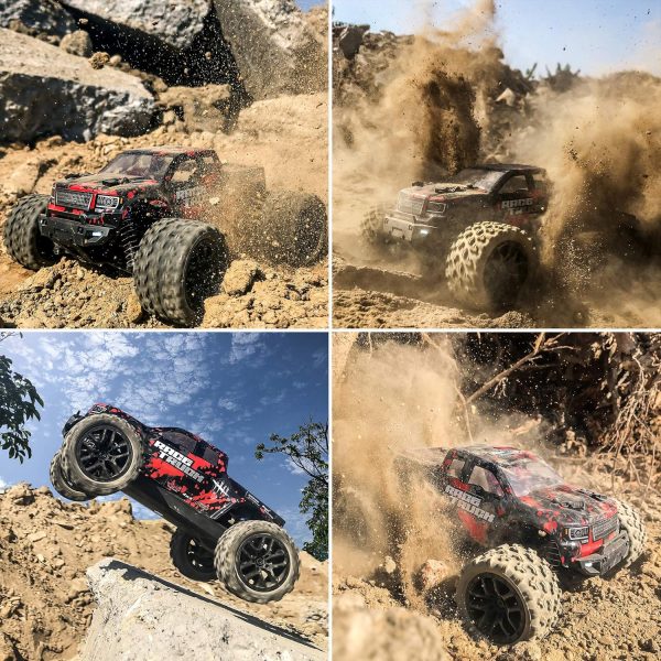 HAIBOXING 1:18 Scale All Terrain RC Car 36KM/H High Speed, 4WD Electric Vehicle,2.4 GHz Radio Controller, Included 2 Batteries and A Charger,Waterproof Off-Road Truck (Red) - Image 5