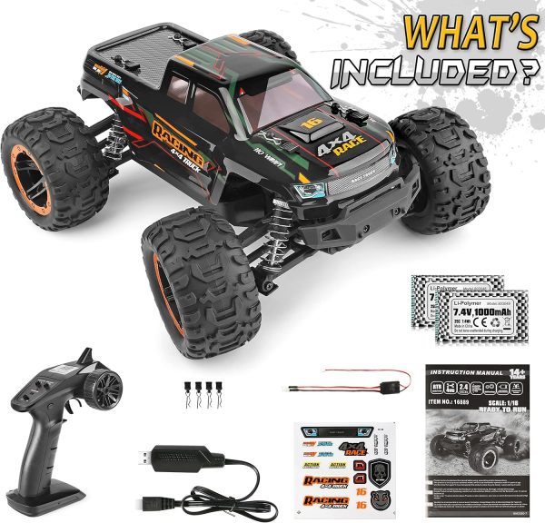 HAIBOXING Remote Control Car 16889, 1:16 Scale 2.4Ghz RC Cars 4x4 Off Road Trucks, Waterproof RTR RC Monster Truck 36KM/H, Toys for Kids and Adults with 2 Batteries 35+ mins Play - Image 8