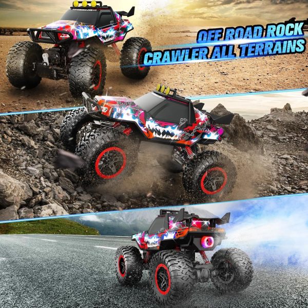 NQD RC Cars Remote Control Car 1:14 Off Road Monster Truck, 4WD Dual Motors Flashing Light Rock Crawler, 2.4Ghz All Terrain Hobby Truck for Kids - Image 6