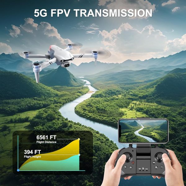 Drones with 2K HD Camera for Adults, GPS RC Drone Brushless Motor, 5G Wi-Fi Transmission, Smart FPV Foldable Quadcopter for Beginners, Auto Return, Follow Me, Waypoints, 25 Mins Flight Time - Image 6