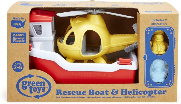 Green Toys Rescue Boat with Helicopter Red, 1 EA - Image 6