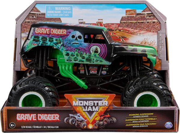 Monster Jam, Official Grave Digger Monster Truck, Collector Die-Cast Vehicle, 1:24 Scale, Kids Toys for Boys Ages 3 and up - Image 2