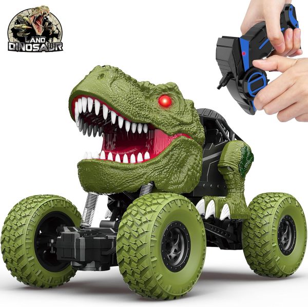 Remote Control Dinosaur Car for Kids Boys, 2.4Ghz All Terrain Remote Control Dinosaur Truck with Light, Rechargeable 4WD Off Road RC Car Toys for Kids 3 4 5 6 7 8-12 Year Old Boys Girls Birthday Gift - Image 2