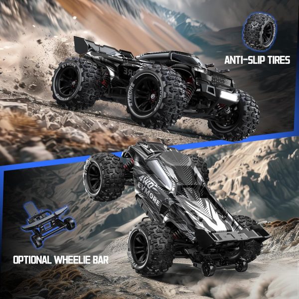 1/16 Brushless RC Cars for Adults & Boys, Fast 43 Mph, Electric 4WD High Speed RC Car, All-Road Remote Control RC Truck with Two 2S Lipo Batteries, Compatible with 3S Lipo - Image 8