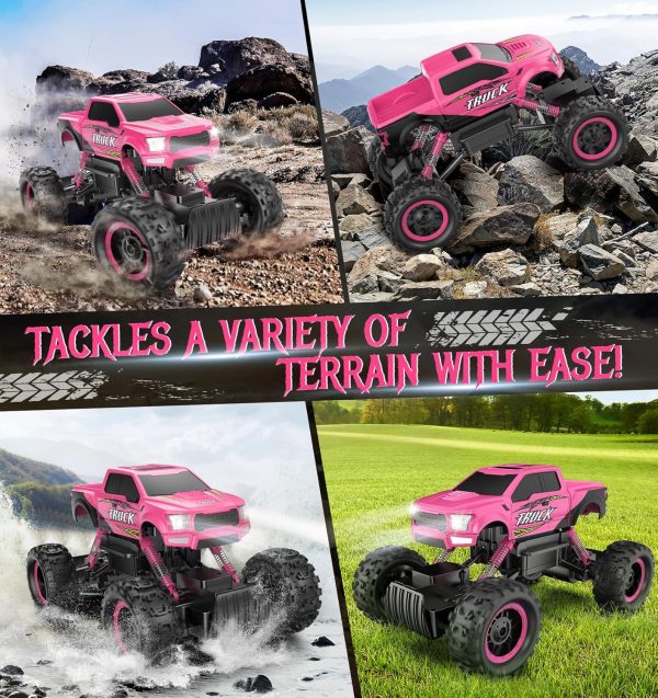 DOUBLE E Remote Control Car for Girls 1/12 Scale Monster Trucks Dual Motors Off Road RC Trucks, Girls Toys RC Crawler Vehicle Truck Toy, Birthday/Xmas Gift Ideas, Pink - Image 7